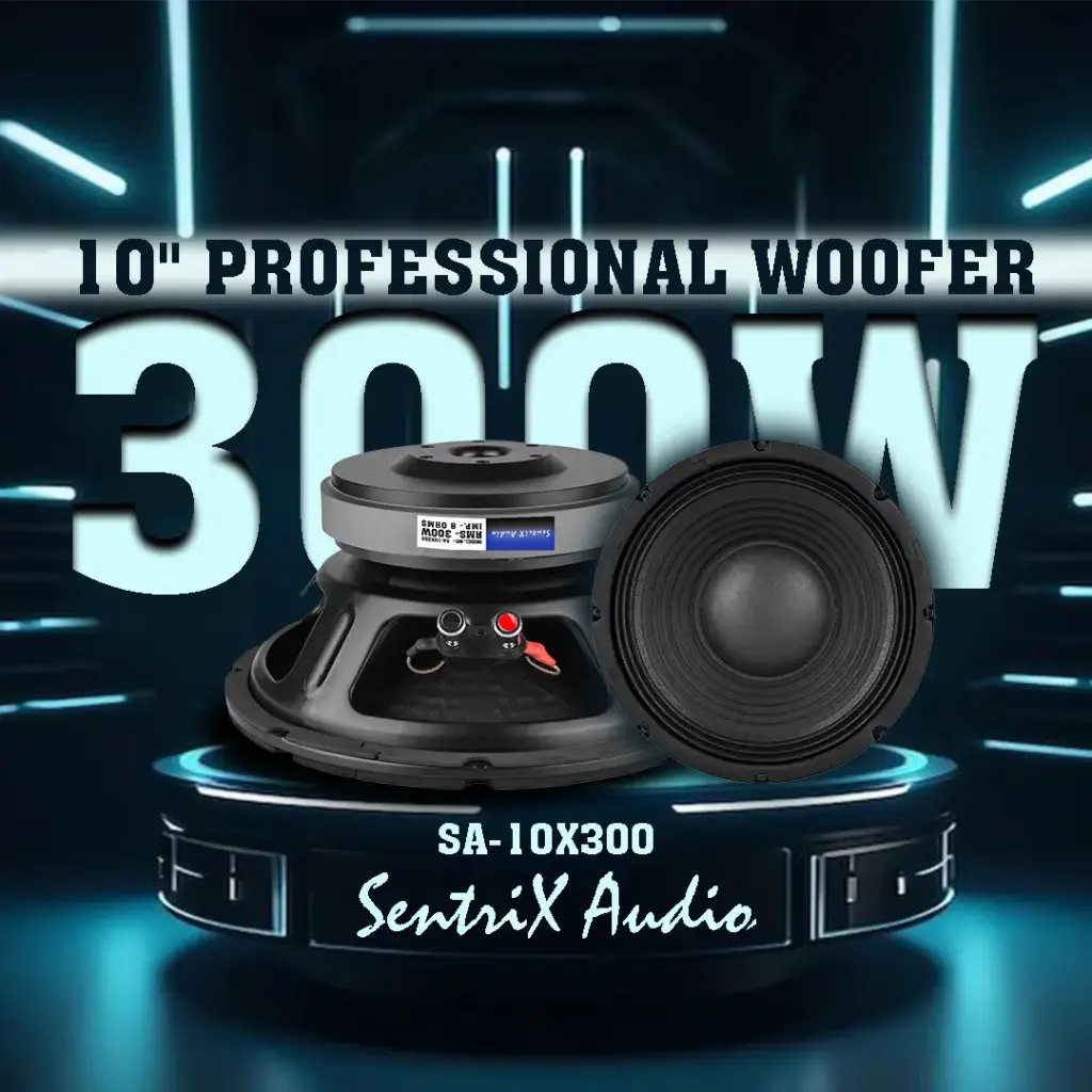 SentriX Audio SA-10X300 – 300W- 10" Professional Woofer