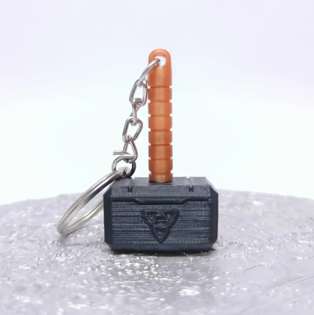 Mjolnir Hammer Keychain – Stand Not Included | 3D Printed Superhero Keyring