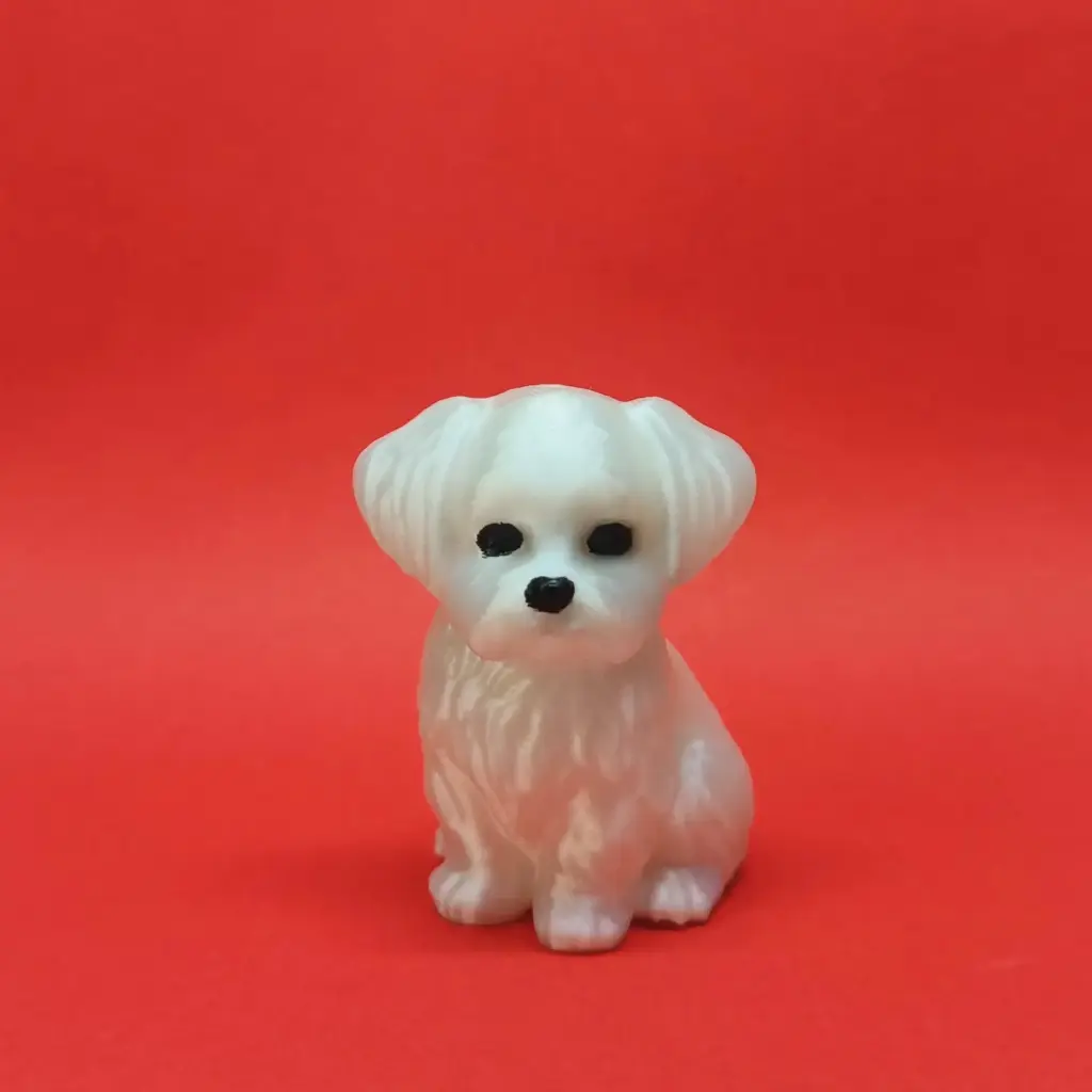 3D Printed Maltese Dog Miniature – White