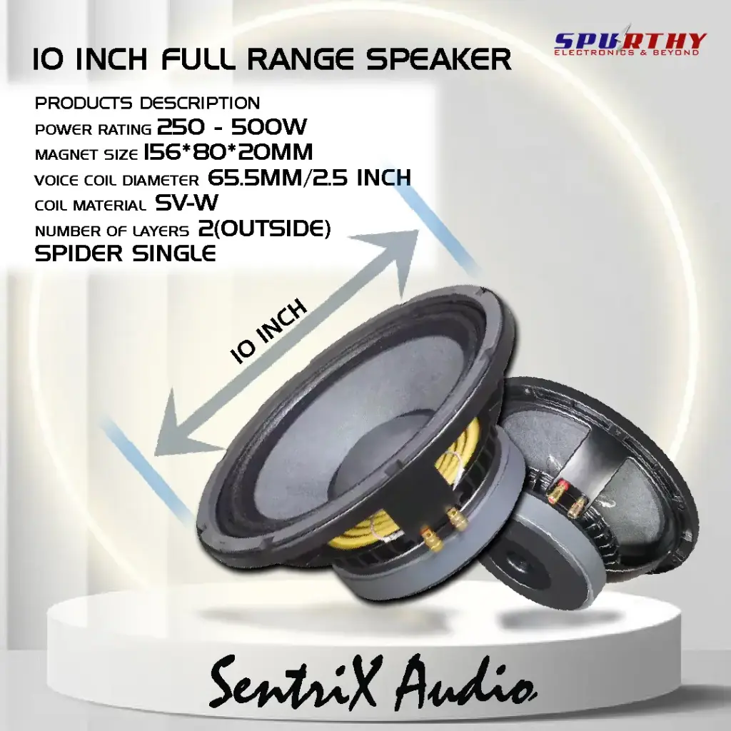 SentriX Audio SA-10LA – 10-Inch Full Range Speaker | 250watt 
