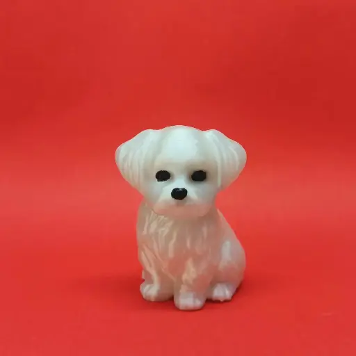 3D Printed Maltese Dog Miniature – White