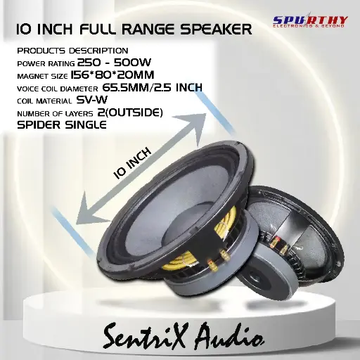 SentriX Audio SA-10LA – 10-Inch Full Range Speaker | 250watt 